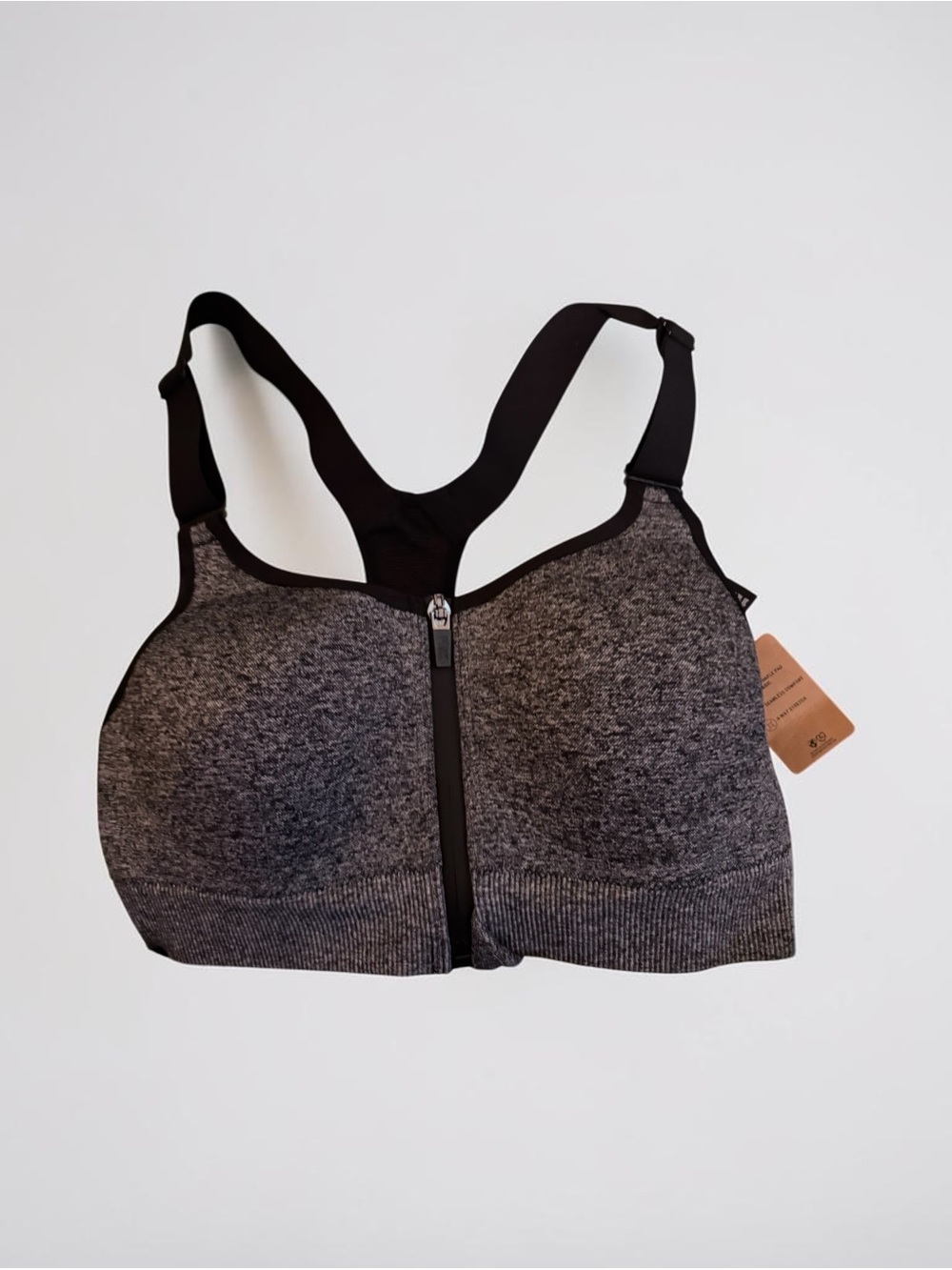 PINK Victoria's Secret Heathered Gray Front-Zip Sports Bra